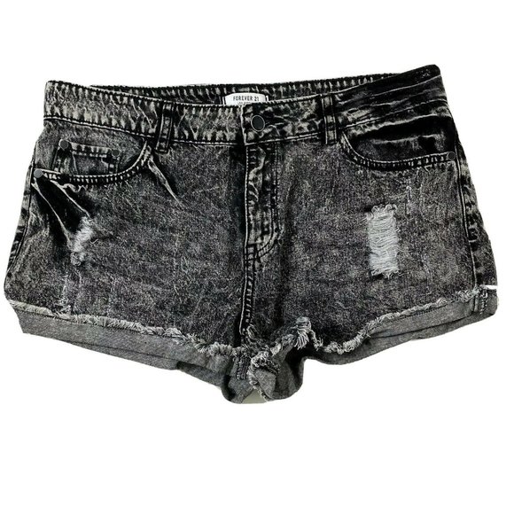 Forever 21 | Shorts | Forever 2 Junior Jr Womens High Rise Distressed Black  Denim Booty Shorts 3 | Poshmark